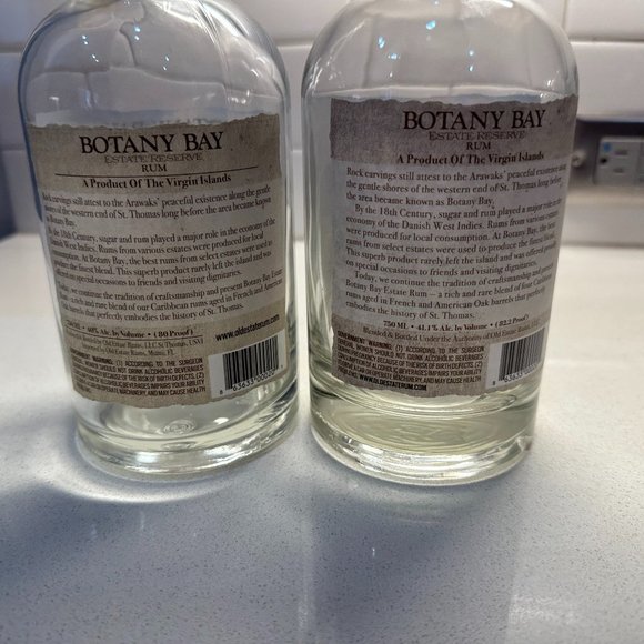BOTANY BAY 2 Empty Rum Bottles from St. Thomas for Crafting - Picture 5 of 12